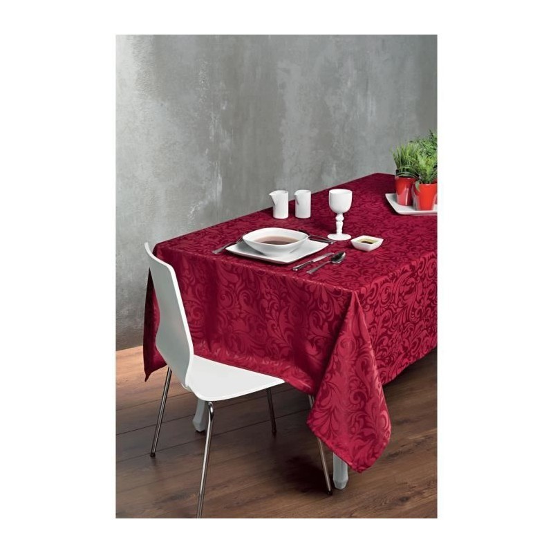 Nappe jacquard damassée Kate Bordeaux