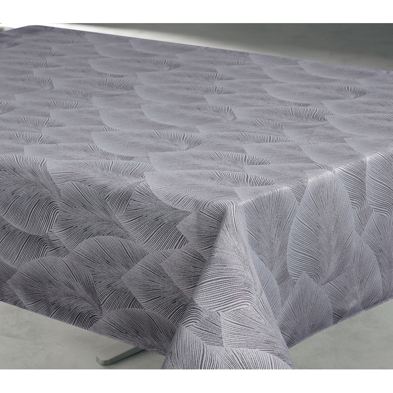 Nappe jacquard Feuillage Anthracite