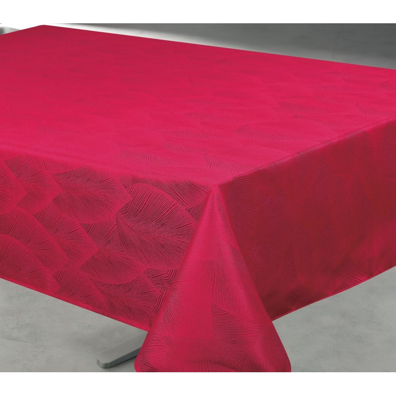 Nappe jacquard Feuillage Rouge