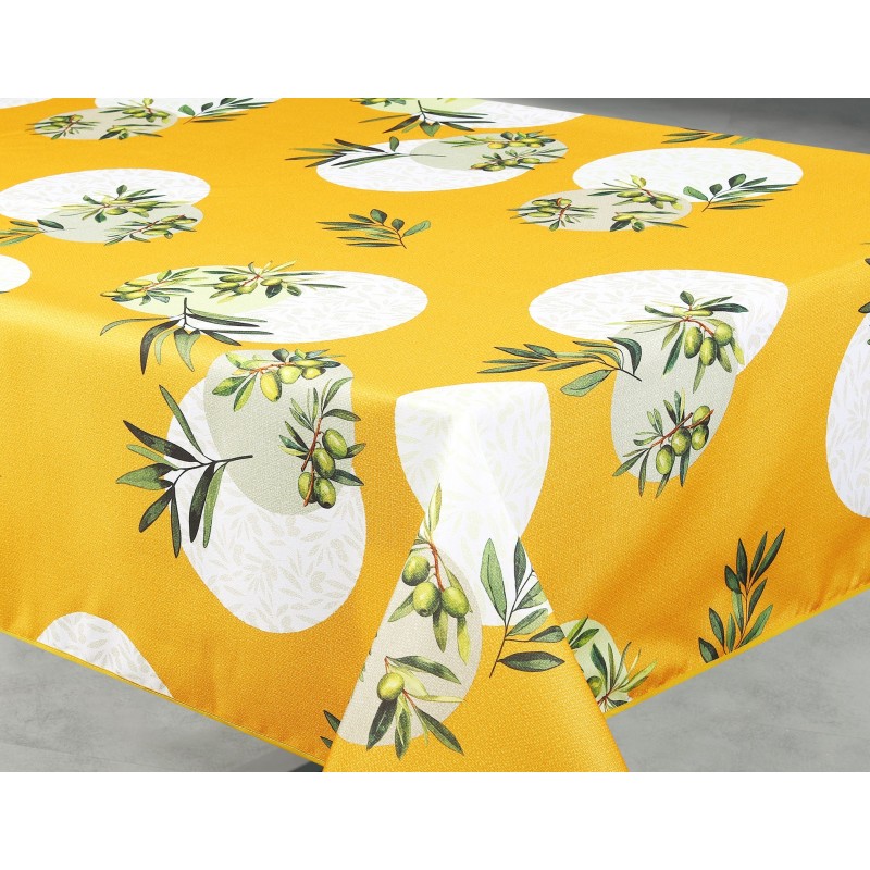 Nappe imprimée anti-tâches Frejus jaune
