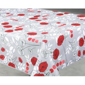 Nappe imprimée anti-tâches Poppies gris