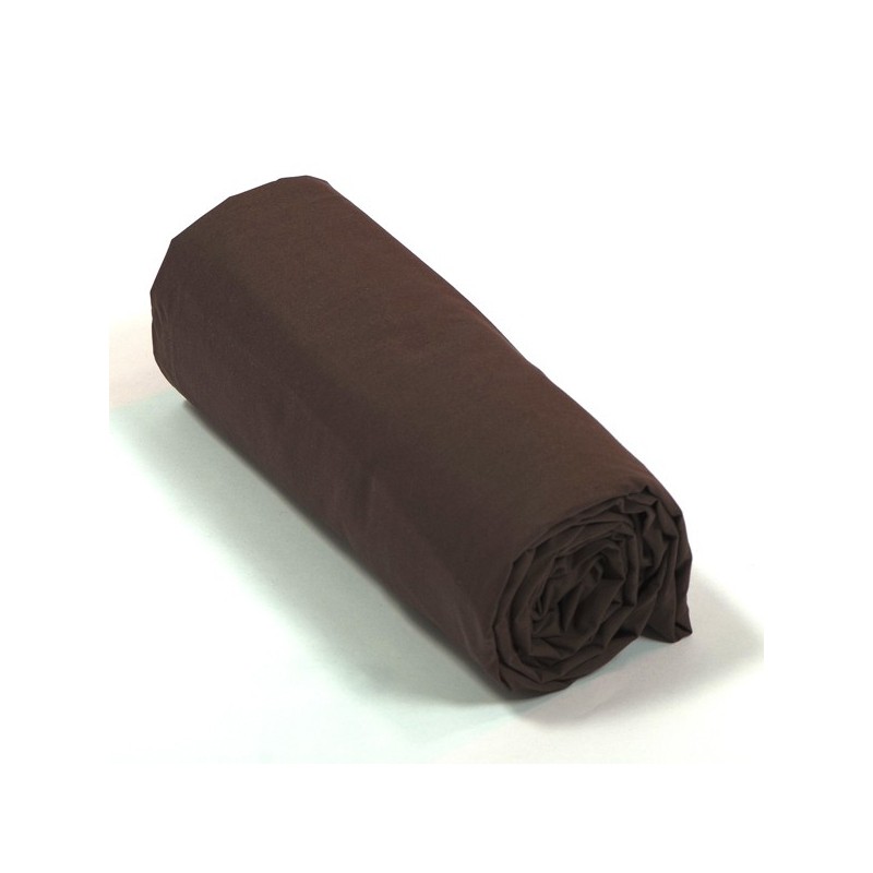 Drap housse Percale 160x200 Chocolat