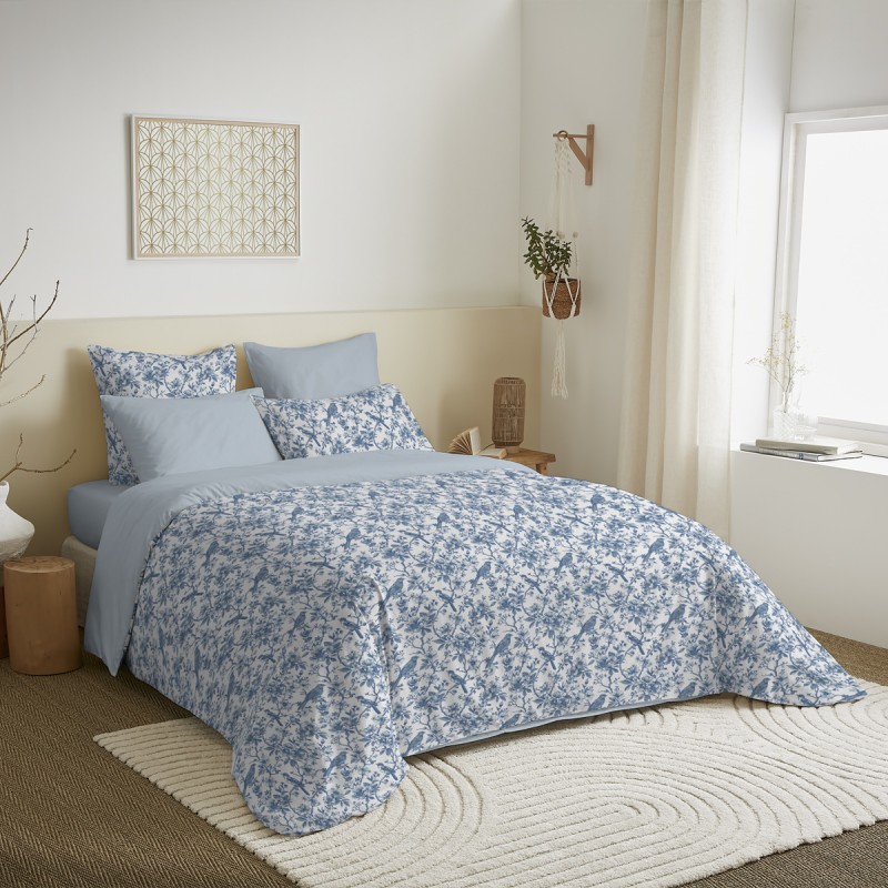 Parure Housse de couette 240x260 BERANGERE BLEU + DH