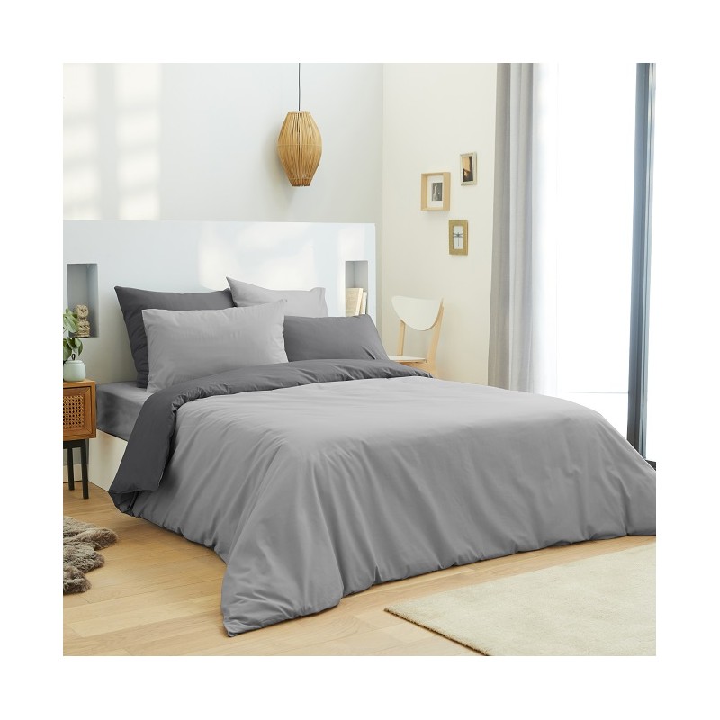 Parure Housse de couette 220x240 + DH Gris / Anthracite