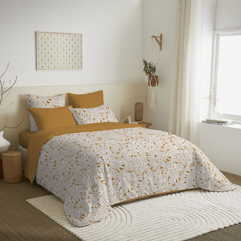 Housse de couette 220x240 Agathe moutarde