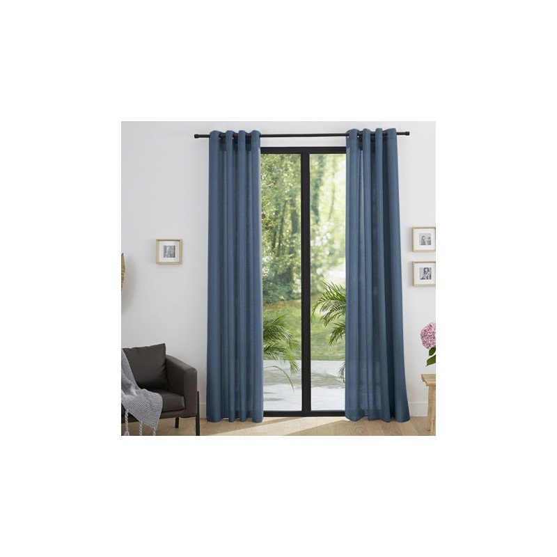 Paire de 2 rideaux effet lin 140x260 Bleu