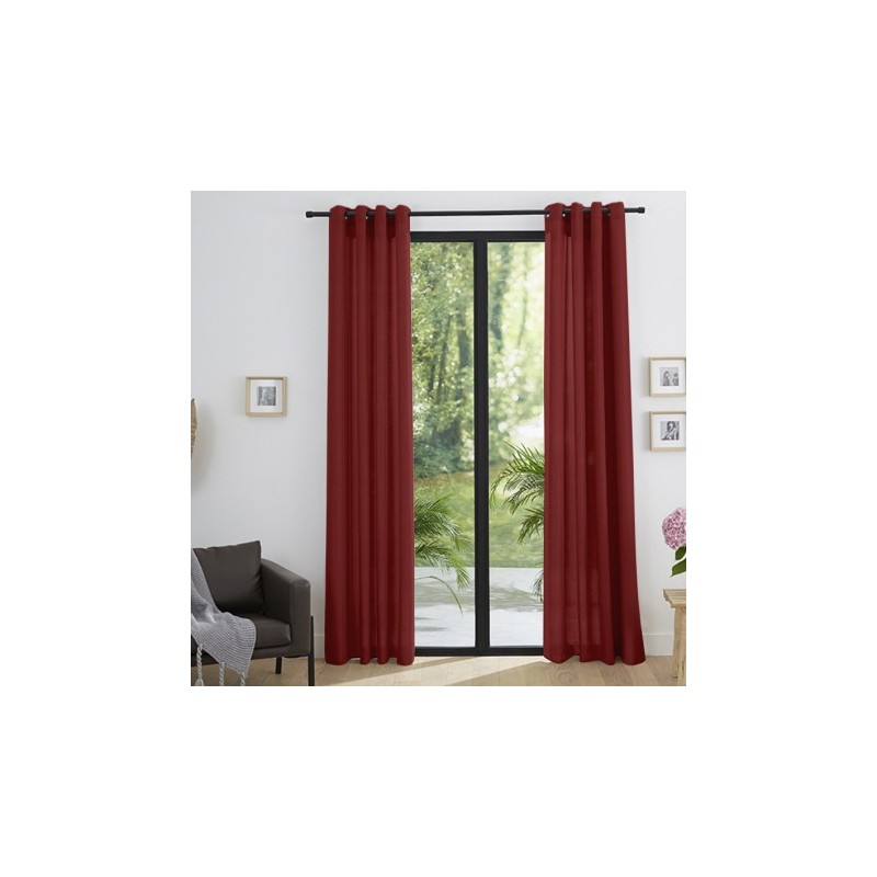Paire de 2 rideaux effet lin 140x260 Cerise