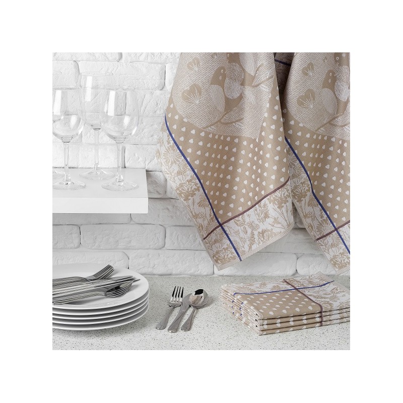 Lot de 6 torchons Jacquard 100% coton Coeur