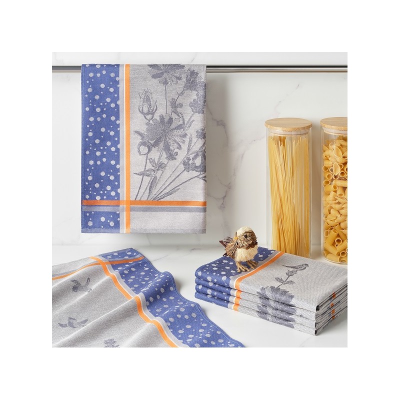 Lot de 6 torchons Jacquard 100% coton Flowers