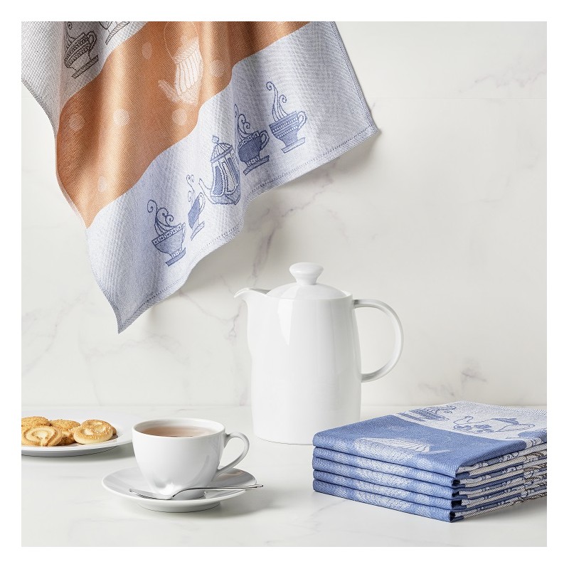 Lot de 6 torchons Jacquard 100% coton Theiere