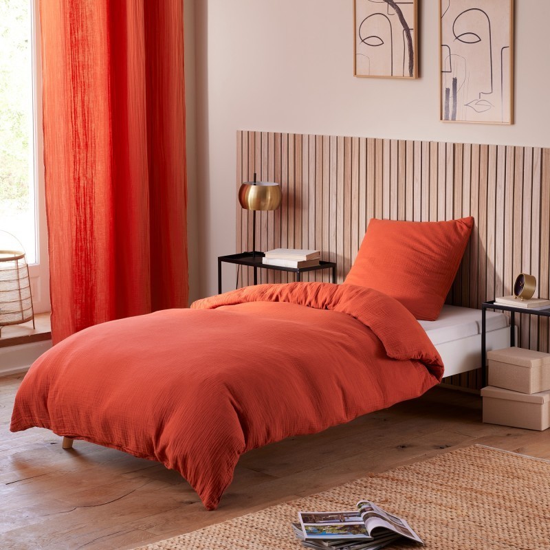 Housse de couette Gaze de coton Terracotta