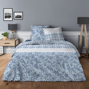 Parure housse de couette 3pcs Liberty bleu