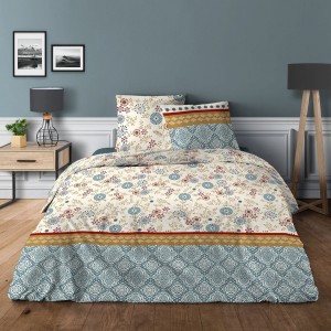 Parure housse de couette 3pcs Nature bleu