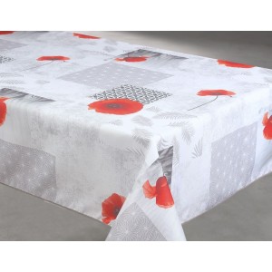 Nappe imprimée anti-tâches Pavot blanc