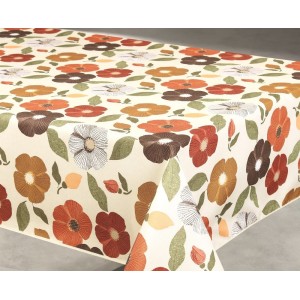 Nappe imprimée anti-tâches Flowers beige