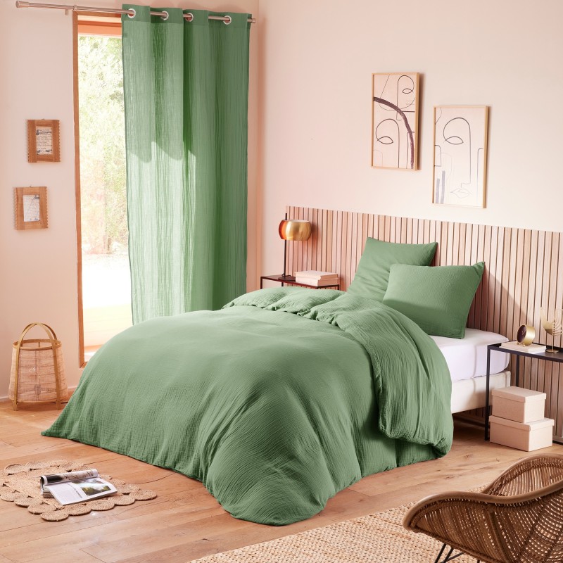 Housse de couette Gaze de coton Olive