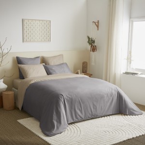 Parure housse de couette 6pcs Taupe/lin