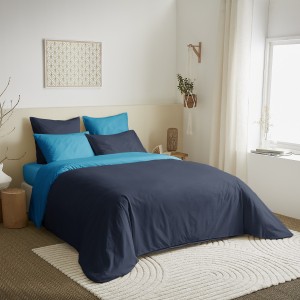 Parure housse de couette 6pcs Marine/turquoise