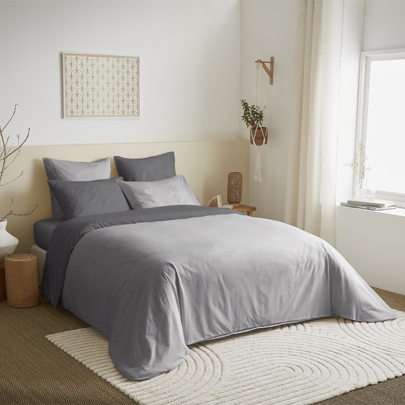 Parure housse de couette 6pcs Gris/Anthracite