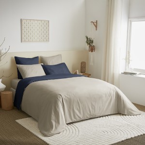 Parure housse de couette 6pcs Lin/marine