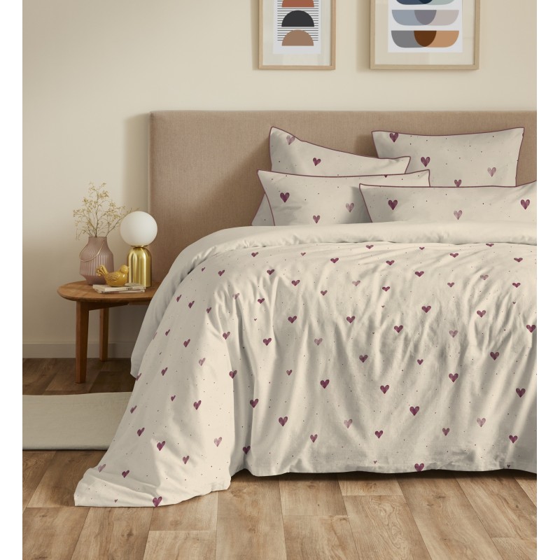 Parure housse de couette 6pcs Petits trésor prune