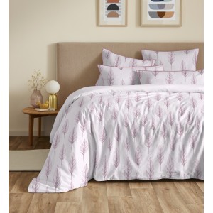 Parure housse de couette 6pcs Plumes douces rose