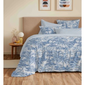 Parure housse de couette 6pcs Adama azur